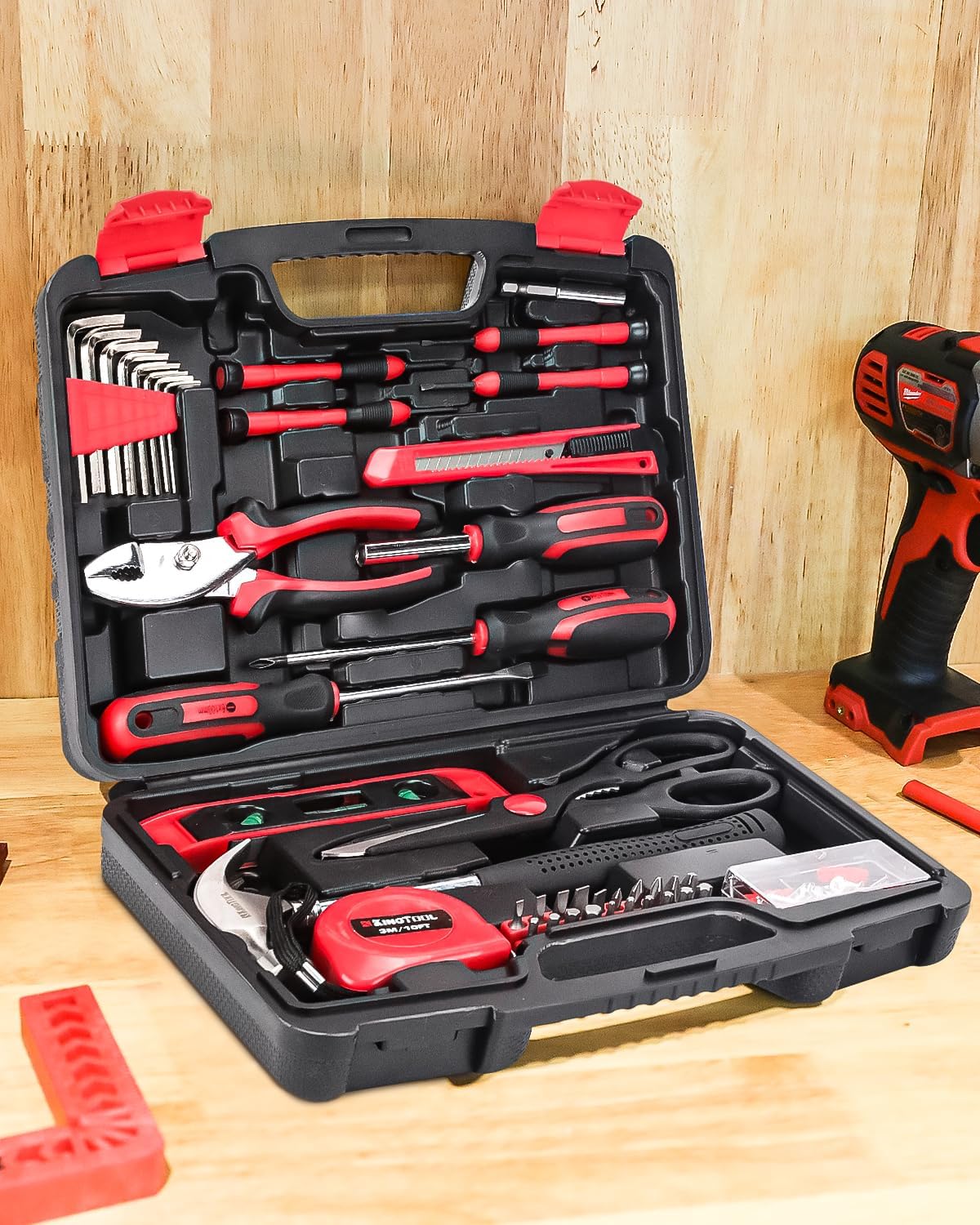 Home Tool Set Kit - 286 PCS Home Auto Repair Tool Kit with Rolling Tool Box. Mechanic Tool Sets with 21V Max Cordless Power drill. Perfect for Homeowner. Diyer. Handyman