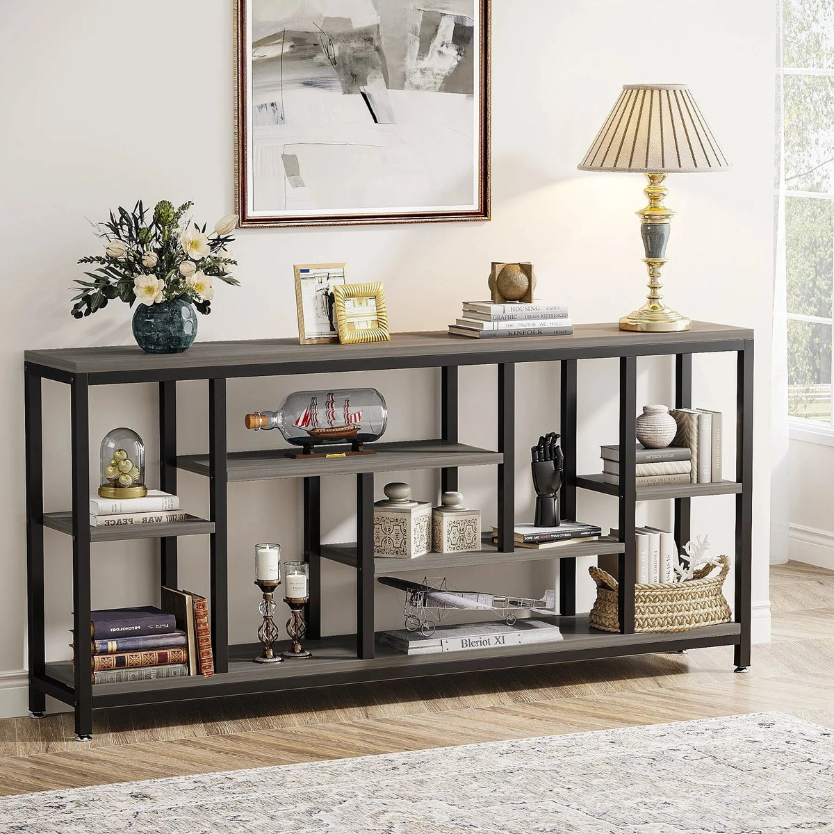 70.9 Inch Console Sofa Table with Storage. 3-Tier Entryway Table for Hallway