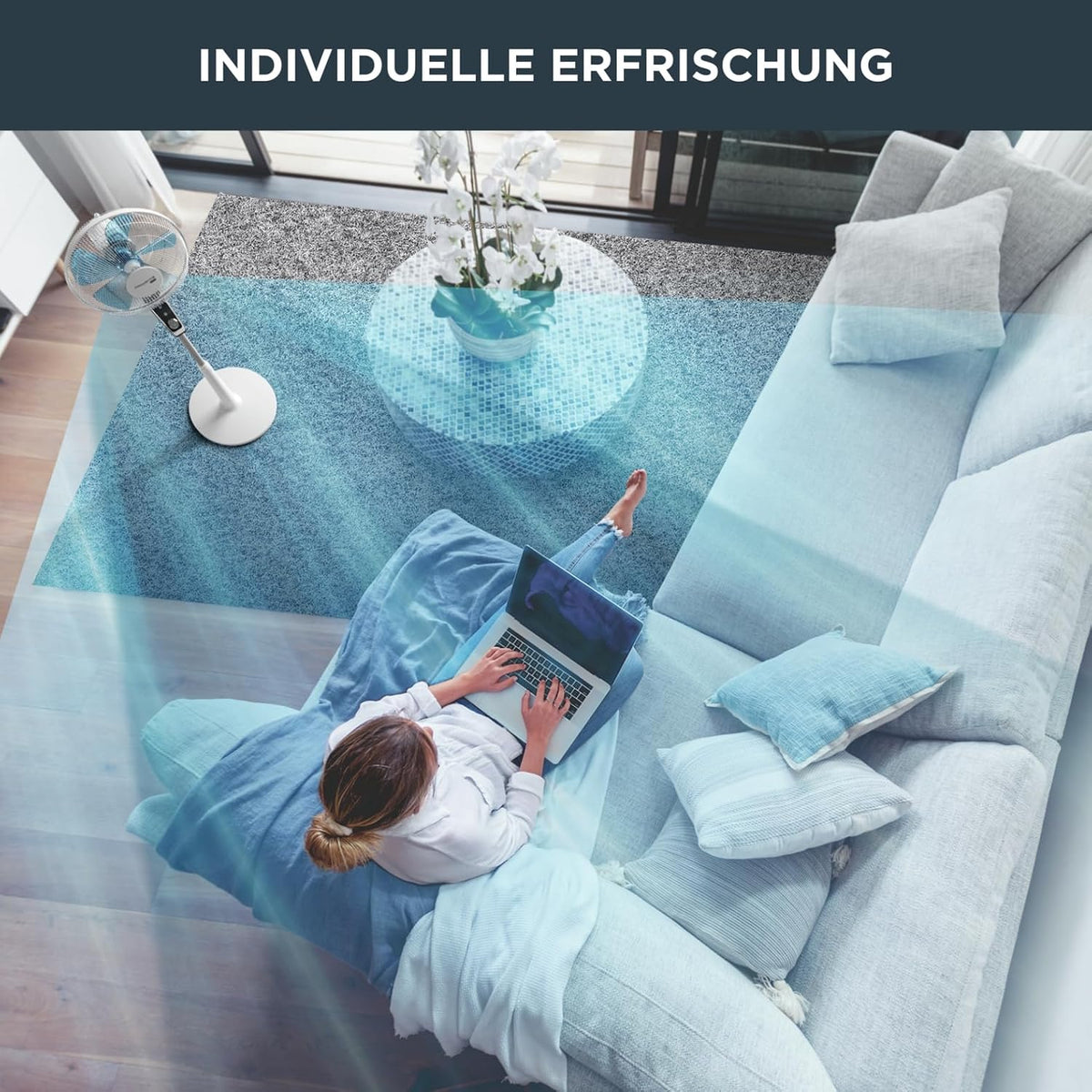 Rowenta Turbo Silence Standventilator. 45 dB(A). 72 m³/min Luftstrom. 4 Geschwindigkeiten. Silent Night & Turbo Boost. 120° Oszillation.