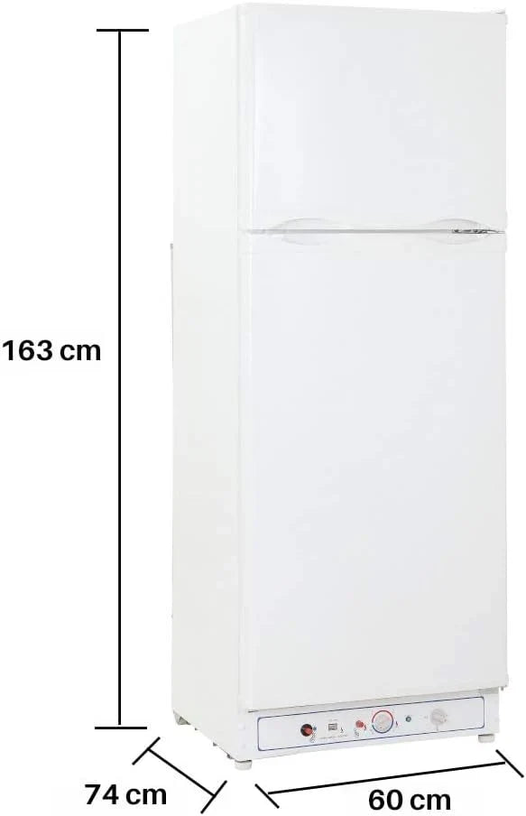 SMETA Nevera Gas con Congelador. 265L (203L+62L). 220V. Refrigerador Congelador Combinado. Refrigerador Camping Gas para Autocaravana. Garaje.