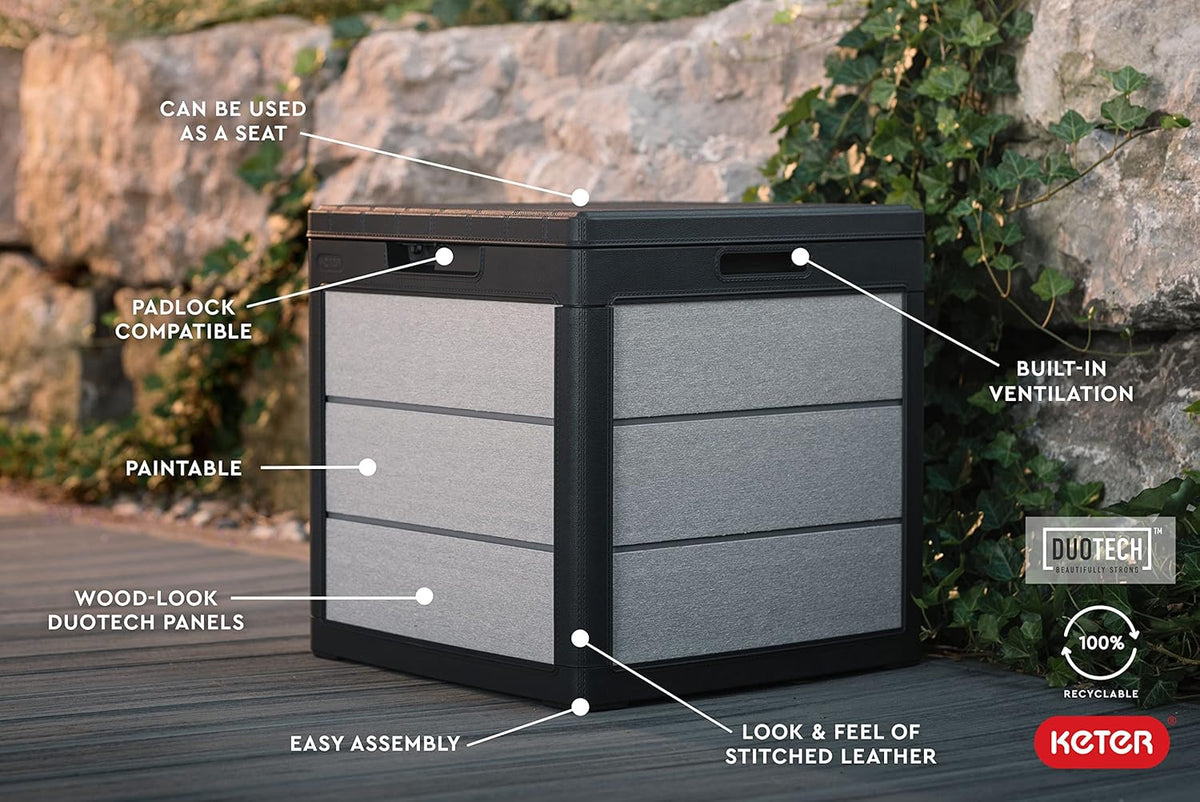 200 Gallon Resin Deck Box. Extra Large Outdoor Storage Container for Patio. Garden. Yard and Pool Area