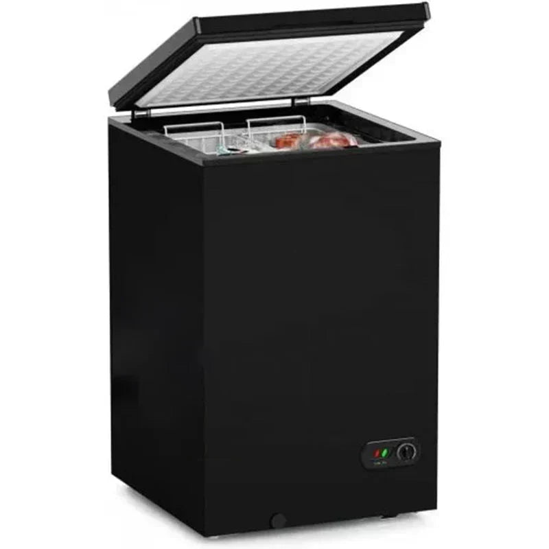 3.5 Cu. Ft. Chest Freezer with 2 Removable Baskets and 7 Temperature Settings. Black