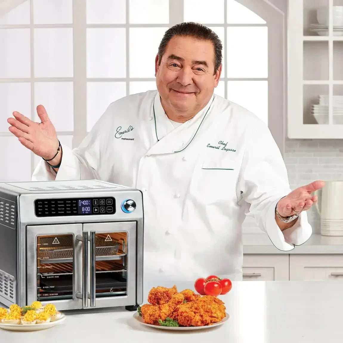 26-Qt. Extra-Large Air Fryer Convection Toaster Oven with French Doors. Stainless Steel