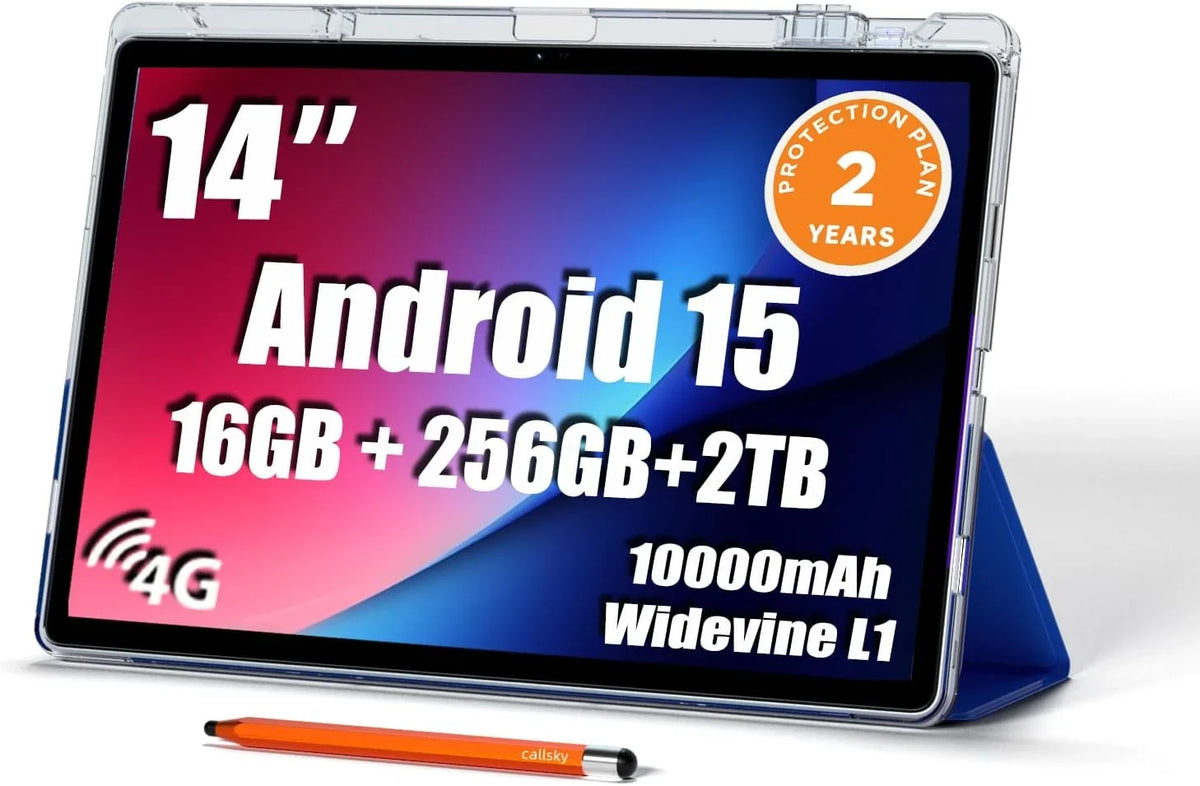 14 Inch Android Tablet. 16GB RAM 256GB Storage. 4G LTE Portable Touchscreen Tablet PC
