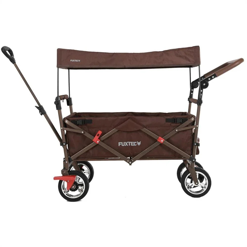 Bollerwagen FUXTEC FX-CT700. Carro Plegable Gris para el Transporte de niños. Ciudad. Campo. Playa o montaña - con Capota Anti-UV. asa de Empuje.