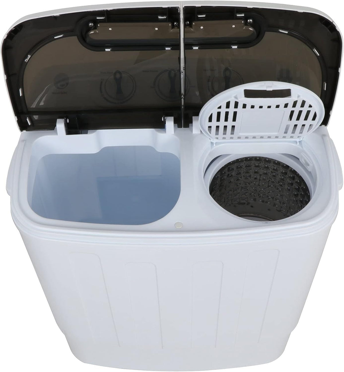 Portable mini double-burner washing machine. capacity 13 pounds. equipped with a spin dryer. a compact clothes washing machine. a lightweight small-sized washing machine. suitable for families. apartments. dormitory rooms. and campers.