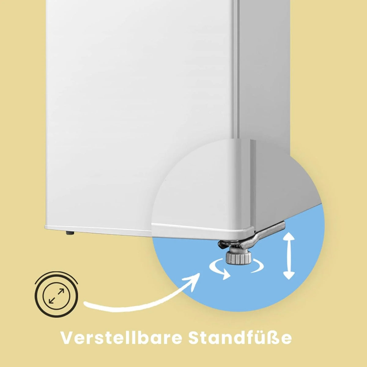 Comfee RCD80WH3(E) Kühlschrank mit Gefrierfach. 80L Kleiner Kühlschrank. Obst- und Gemüsefach. 84.5 cm Höhe. 47.5 cm Breite. 110 kWh pro Jahr.