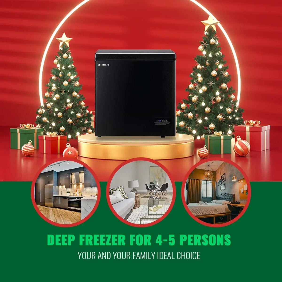 5.0 Cu. Ft. Chest Freezer with 2 Removable Stainless Steel Baskets. Electronic Control. 41°F to -15°F. Black
