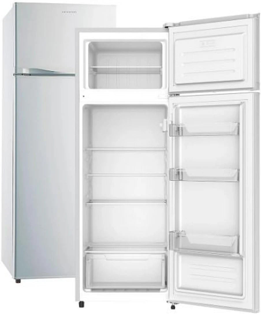 INFINITON Frigorifico Dos Puertas FG-A145B. 200 Litros. 143 cm de Altura. Defrost. LED Interior. E. Diseño con Tirador Integrado. Ancho 55 cm.