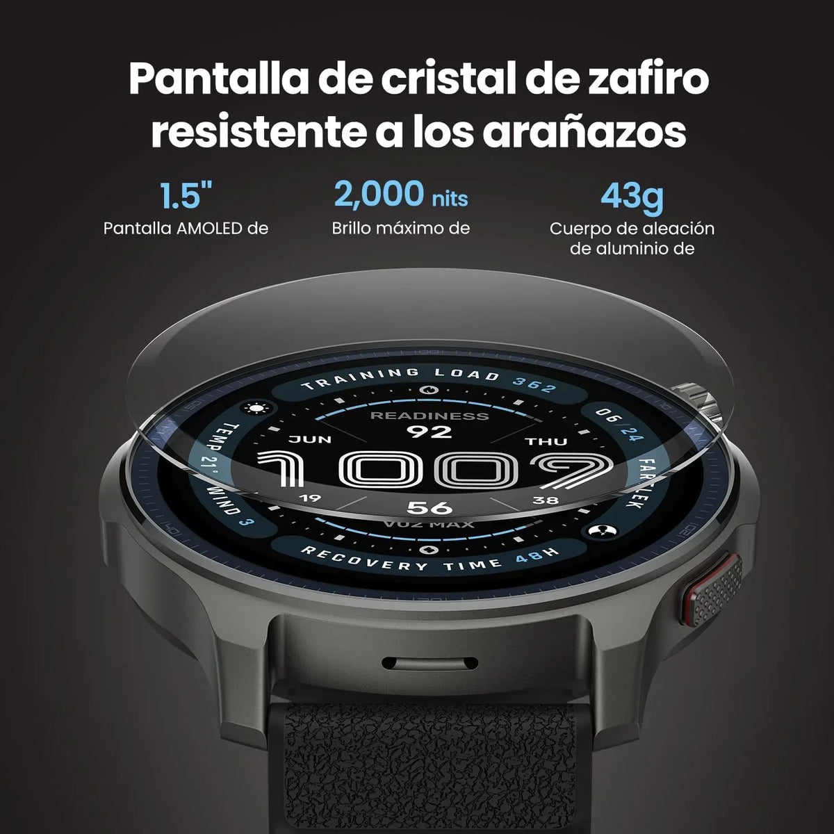 Amazfit Balance 2 Reloj Inteligente Hombre 47mm. Pantalla AMOLED 1.5 Cristal de Zafiro. smartwatch con NFC. GPS. batería de 21 días. 170+ Modos