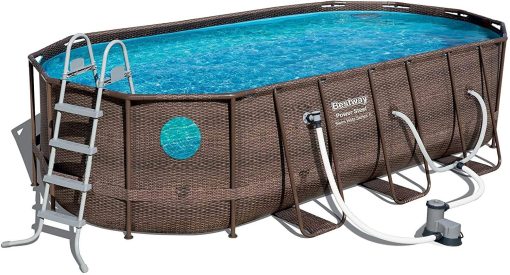 Power Steel 18' x 9 'x 48' above ground swimming pool Set with metal frame home swimming pool sand filter pump. skimmer and vacuum