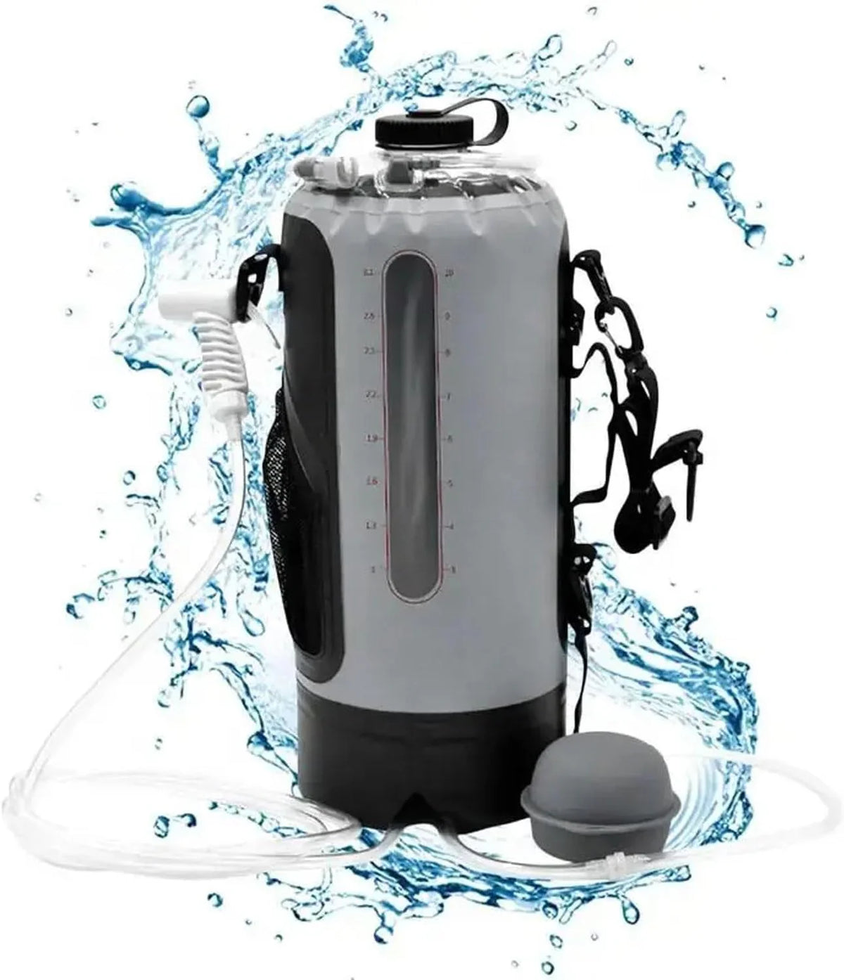 Outdoor sports water bag. portable solar shower set. with pressure foot pump. foldable travel water storage device. suitable for camping. beaches. travel and activities.