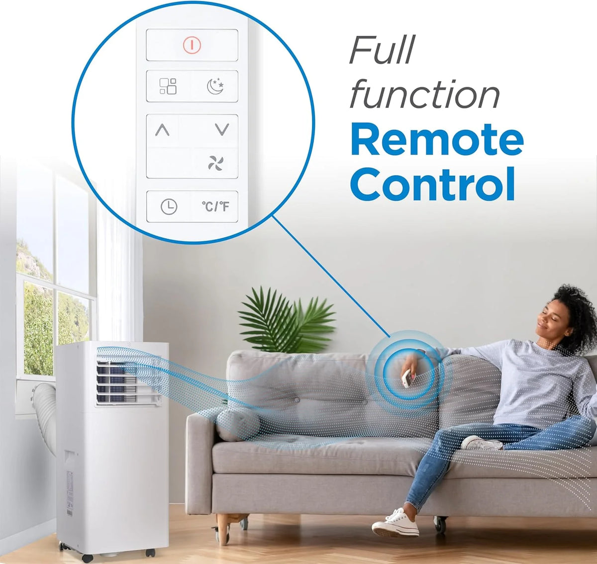 Portable Air Conditioner. 12.000 BTU (8.000 BTU SACC) for Rooms up to 550 Sq. Ft.. Portable AC with Follow Me Remote Control and Window Kit. BPACT12WT. White