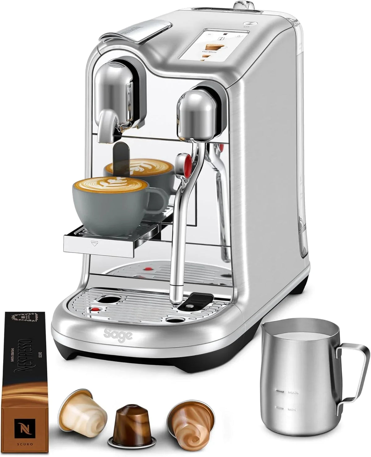 Nespresso Creatista Pro Kaffeemaschine von Sage. Edelstahl. Brushed Stainles Steel