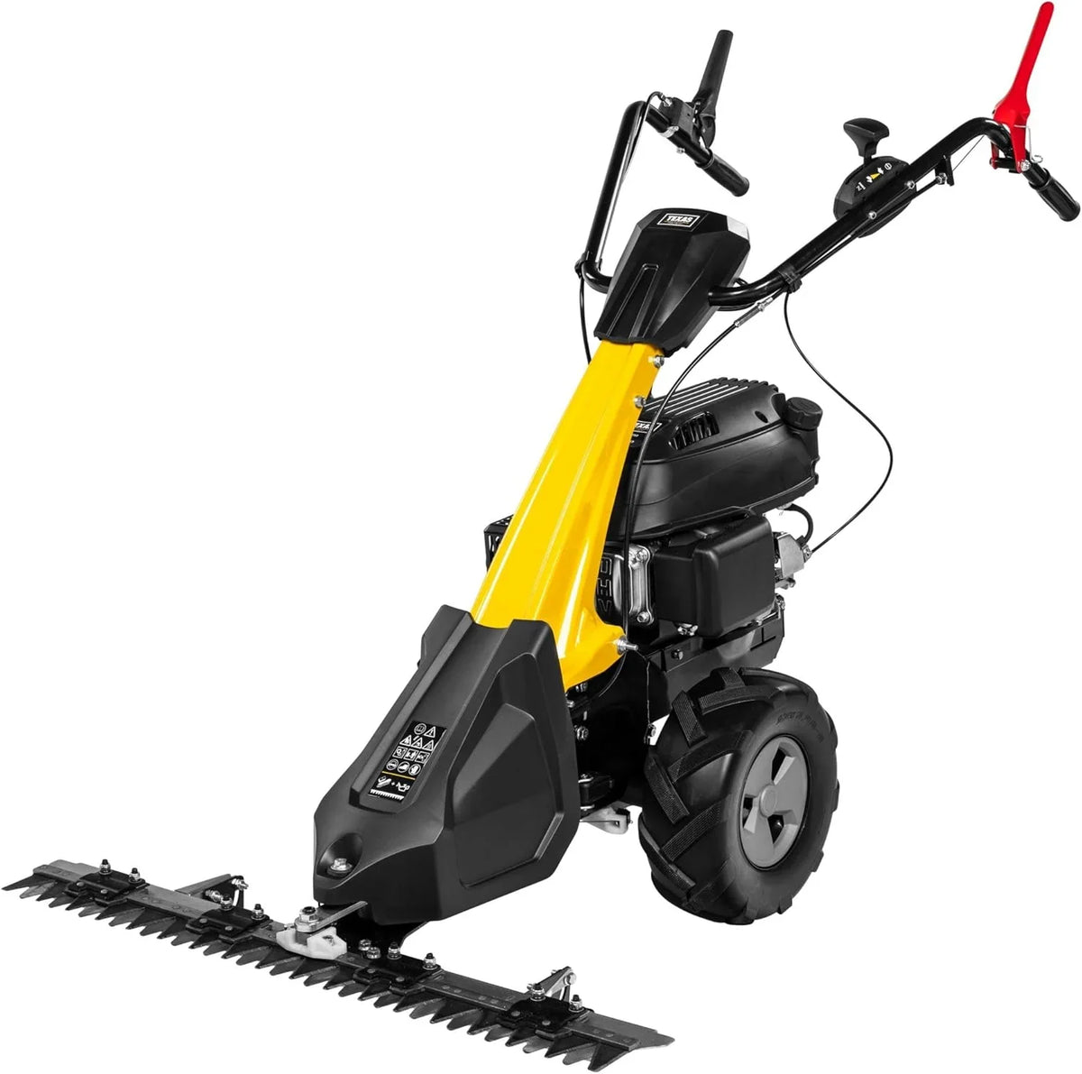 TEXAS Profi Benzin Balkenmäher CB8750 196ccm Wiesenmäher Hochgrasmäher Rasenmäher mit Antrieb Radantrieb | 5.7PS | 4200Watt | Schnittbreite 870mm | 4-