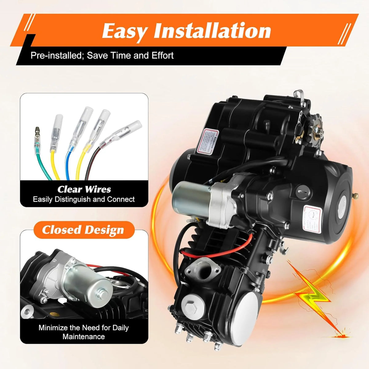150CC 4 Stroke Engine Motor. Gy6 Single Cylinder Complete Engine Kit for 110cc-150cc Atvs and Go Karts and 11 Long Box Engine Size Scooters High-Flow Oil Pump CVT Carburetor Top Mount