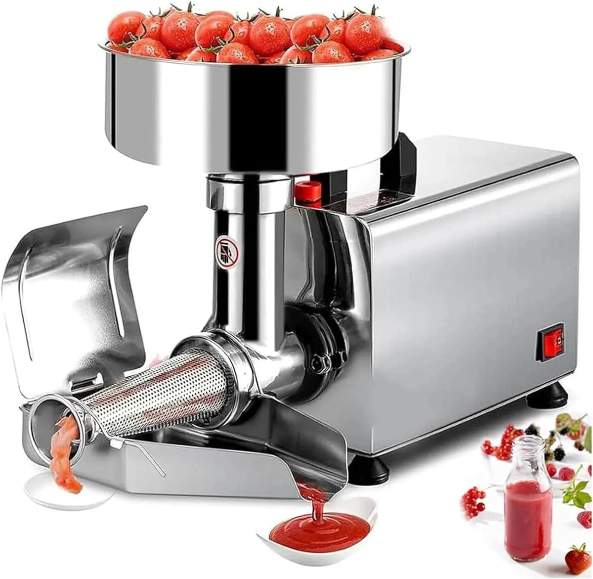 Prensa eléctrica de tomates y colador. procesador de alimentos comercial de acero inoxidable para salsa y jugo. 220 V