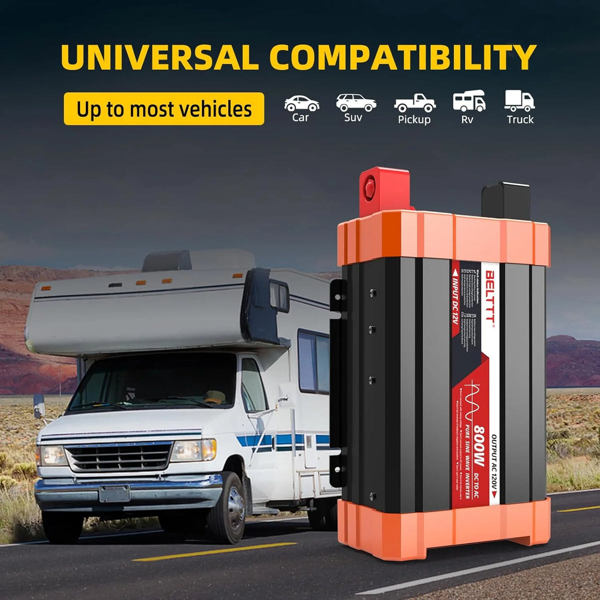 2000W Pure Sine Wave Inverter. Car Power Inverter 12V to 120V AC Converter for RV. Truck. Solar. Outdoor with Dual AC and 20A Socket. 5V 2.1A USB. Surge 4000W. Hardwire Port. Remote Controller