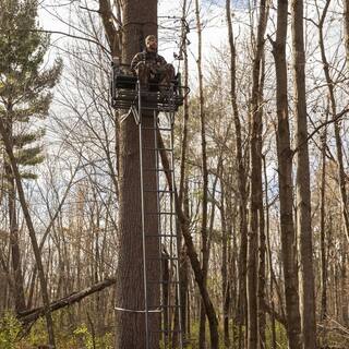 21-Foot 2-Person Ladder Treestand. Heavy-Duty Hunting Tree Stand with Ladder. Elevated Outdoor Hunting Platform