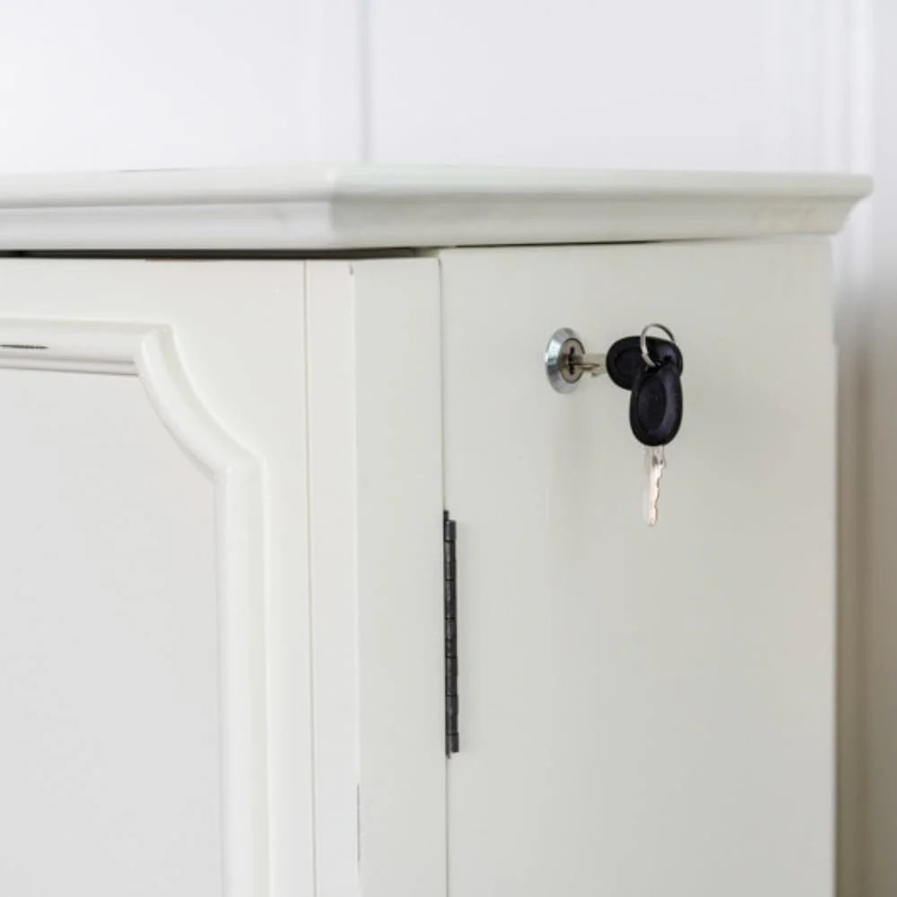 Hives and Honey Cabby Standing Jewelry Armoire – Fully Locking Wood Jewelry Storage with Mirror. 7 Drawers. Necklace Hooks. and Anti-Tarnish Lining — Turquoise