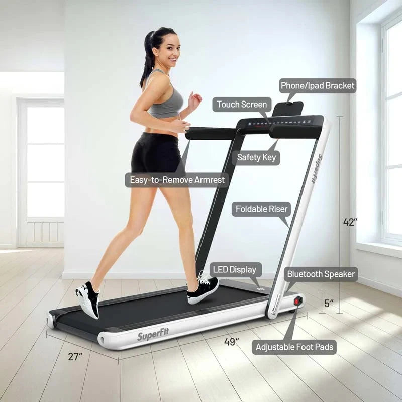 2-in-1 Folding Electric Treadmill. 2.25 HP. Under-Desk. with Dual Display and Smart App Control