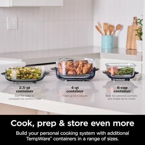2026 Ninja Crispi Freidora de Aire Caliente. Compatible con Microondas. Congelador y Lavavajillas. Sistema de Cocina Portátil en Vidrio No Tóxico.