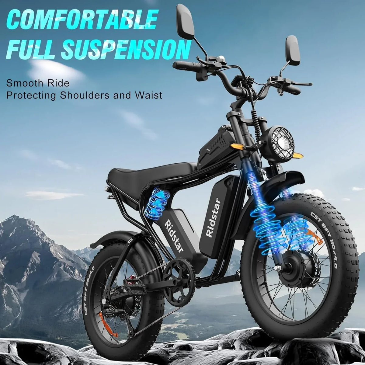 2000W 52V All-Terrain Fat Tire Electric Bike for Adults. 30-180 Mile Range