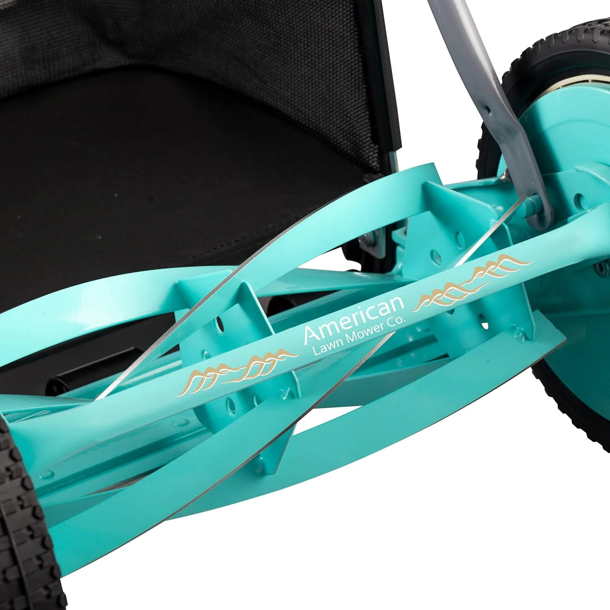 Mower Company 1725-16GC 16-inch 7-blade reel mower with grass debris collection device. designed specifically for lawns. green model