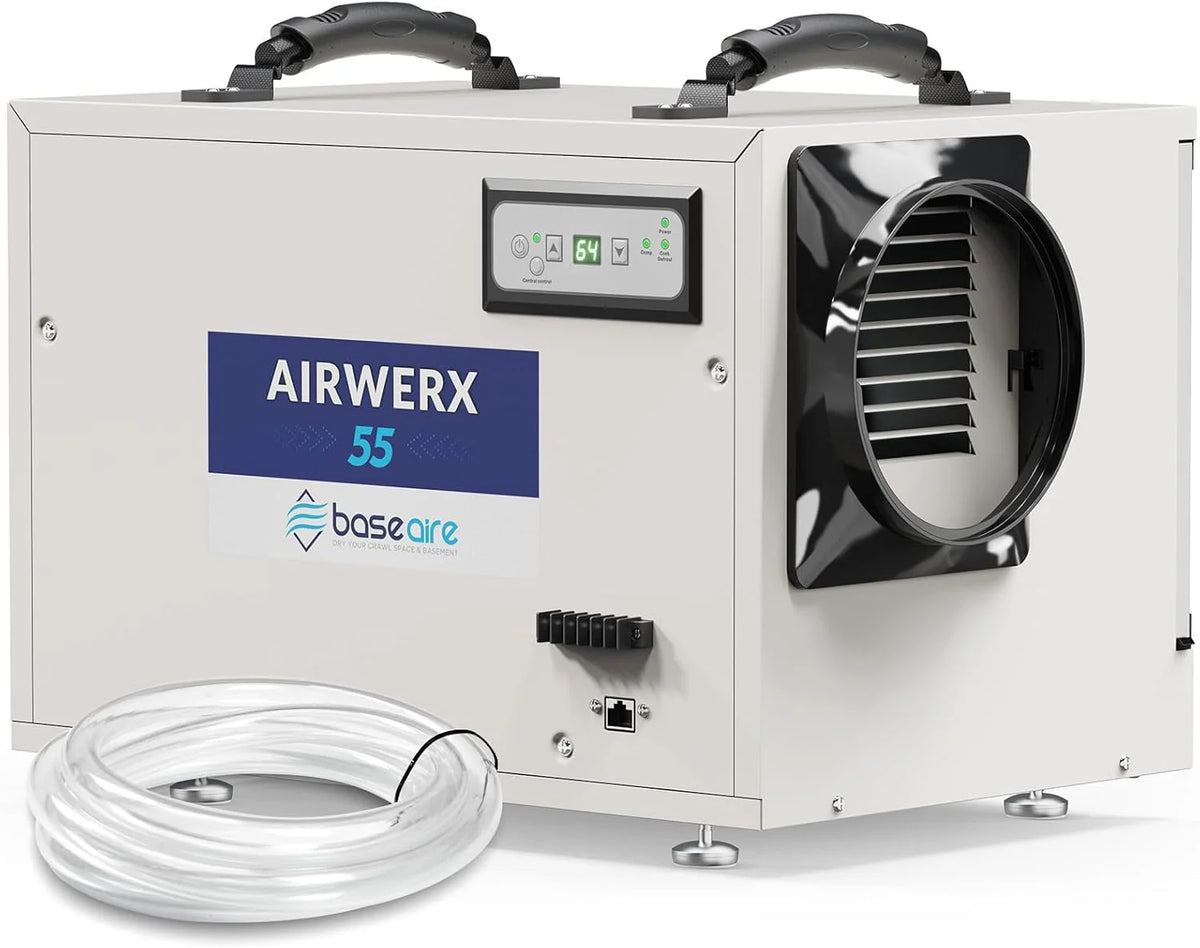 Galon dehumidifier. a drain-equipped basement dehumidifier for commercial. garage. and kitchen use. compact design. automatic defrosting. memory start function. suitable for 1200 square feet of space.