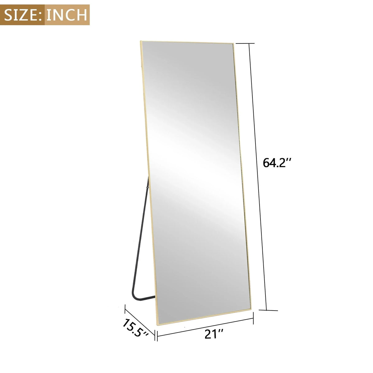 64x21 Full Length Floor Mirror. Large Full Body Aluminum Alloy Frame Standing Mirror with Stand and Wall Mount Option