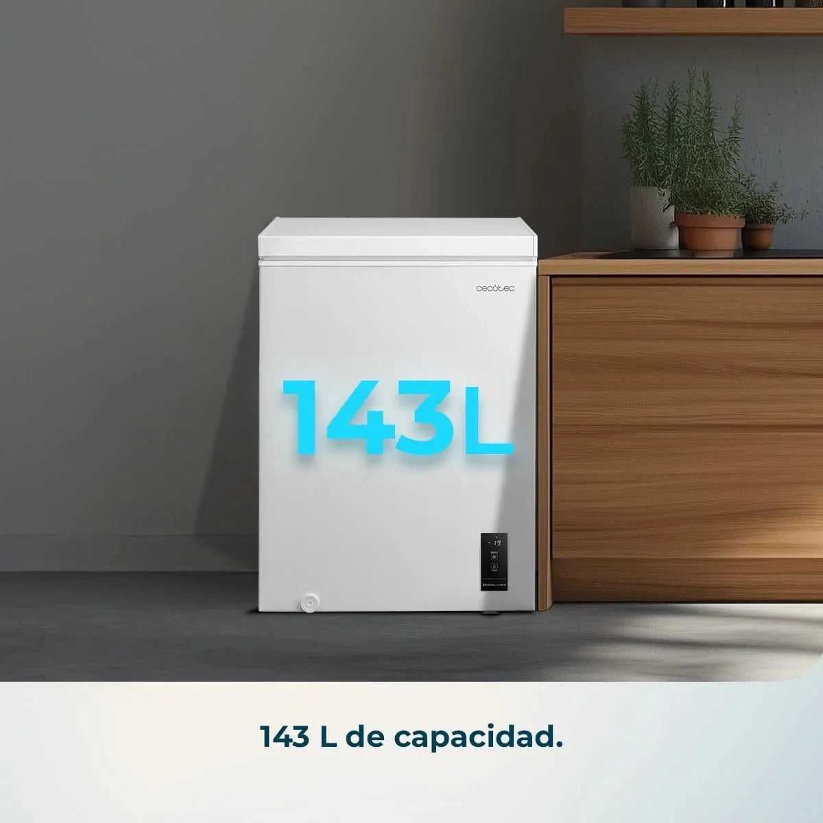 Cecotec Congelador Horizontal 143L Bolero CoolMarket Chest 143P White E. Cesta con Asas. Control Electrónico LED. UltraContact D-Cool. Dual Function.