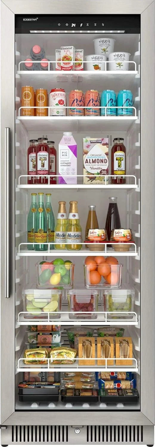 22 Wide 10.1 Cu. Ft. Commercial Beverage Merchandiser – Stainless Steel. Temp Alarm. Reversible Door