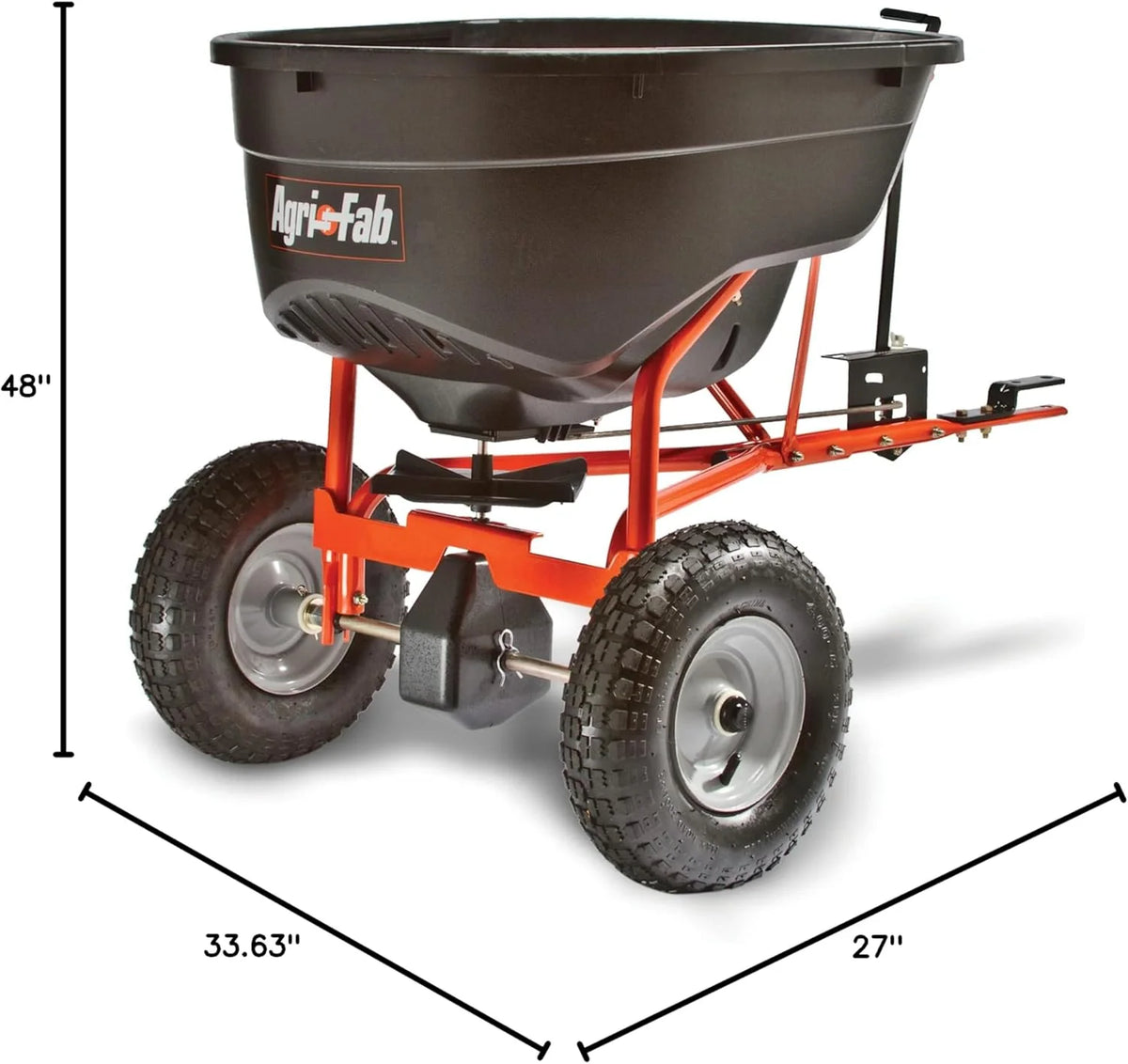 Tow-Behind Lawn & Garden Broadcast Spreader for Seed.Fertilizer.Salt.Ice Melt; Easy to use Flow Control from Seat of Riding Lawn Mower