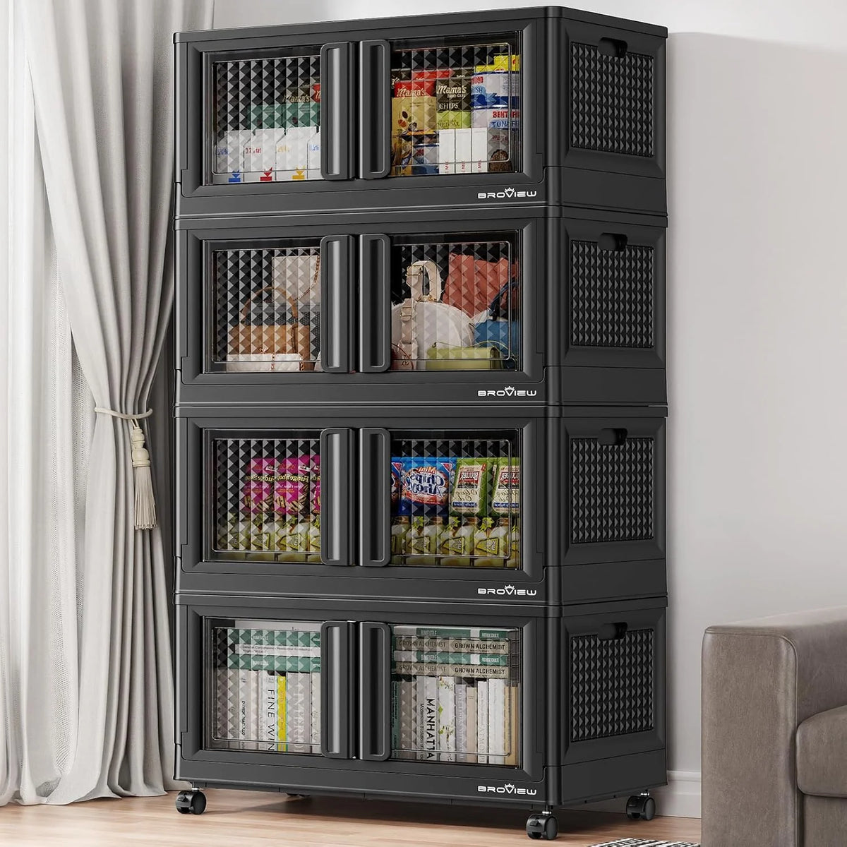 600 sets of stackable storage boxes with lids and doors. 6 sets of plastic coat closets and storage drawers with wheels. large foldable storage boxes. household and office cabinets