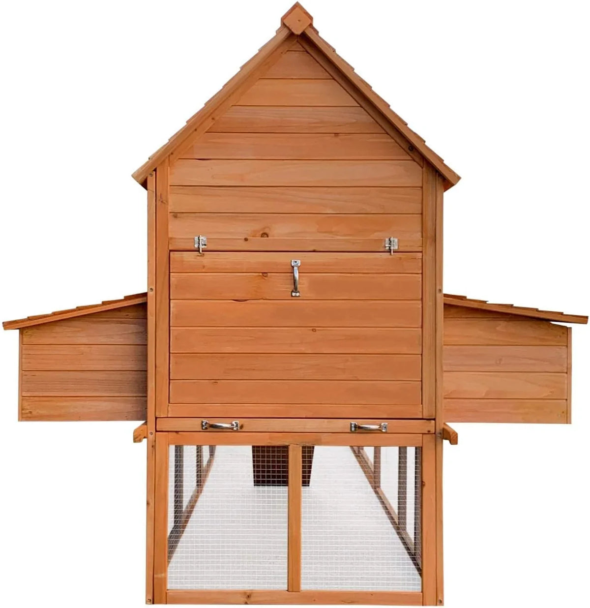 Wiltec Hühnerstall 3100 x 1500 x 1500 mm braun mit Freilauf und Nistkästen aus Holz. Hühnerhaus mit Unterschlupf. Gitter und Kotwanne verzinkt