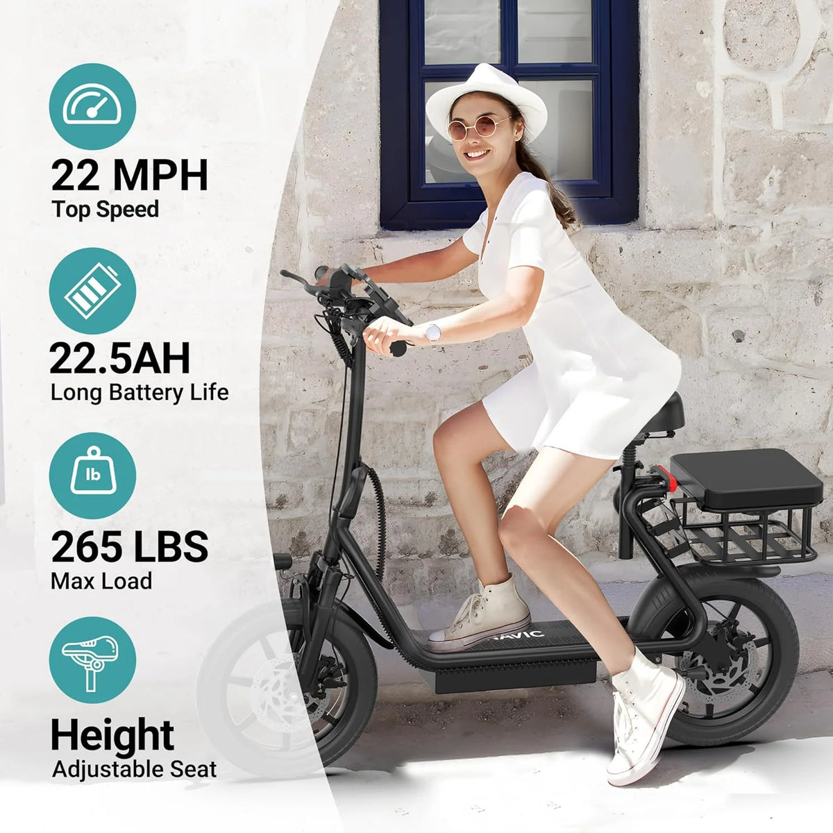 Electric Scooter Adults.Max 19/27/49 Miles Ranges.Top Speed 19/22 mph.350/750W Peak Motor. Folding E-Scooter with Dual Braking Dual Suspension