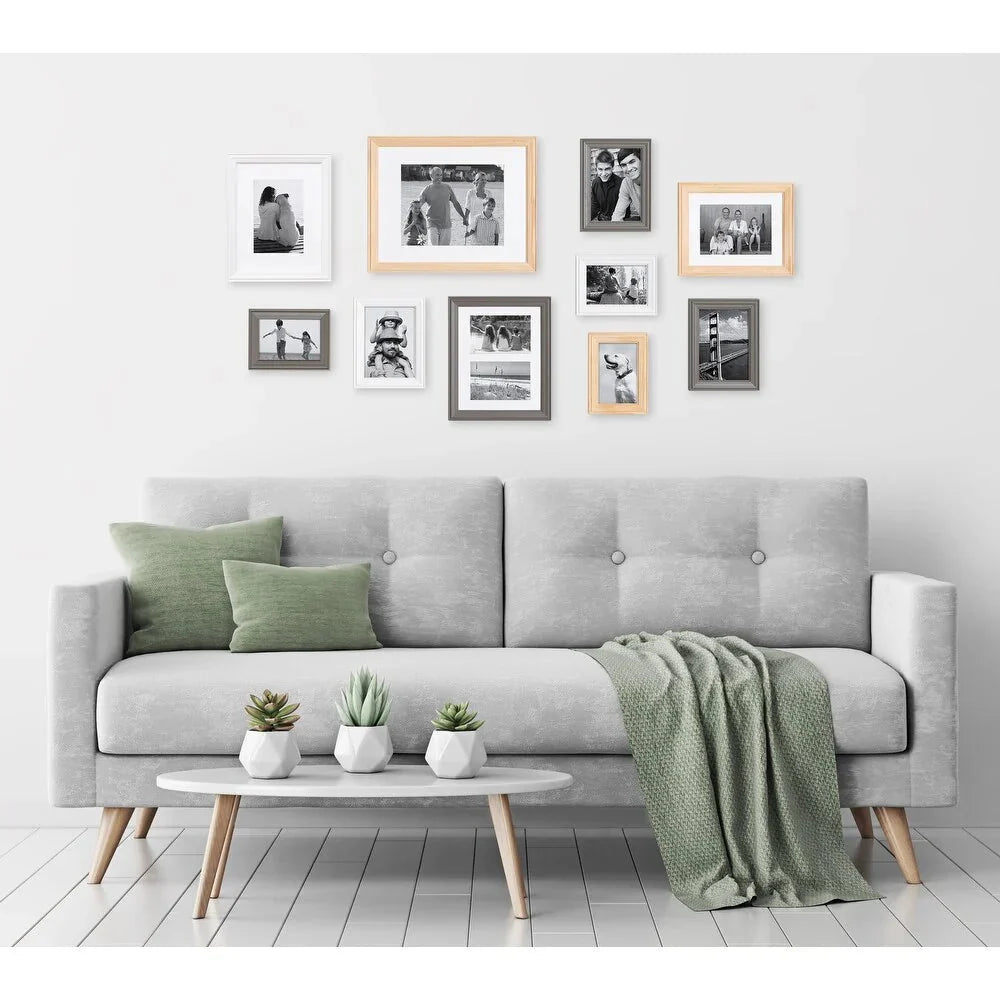 10-Piece Wood Gallery Wall Picture Frame Set. Decorative Photo Display Frames for Living Room. Bedroom and Home Decor