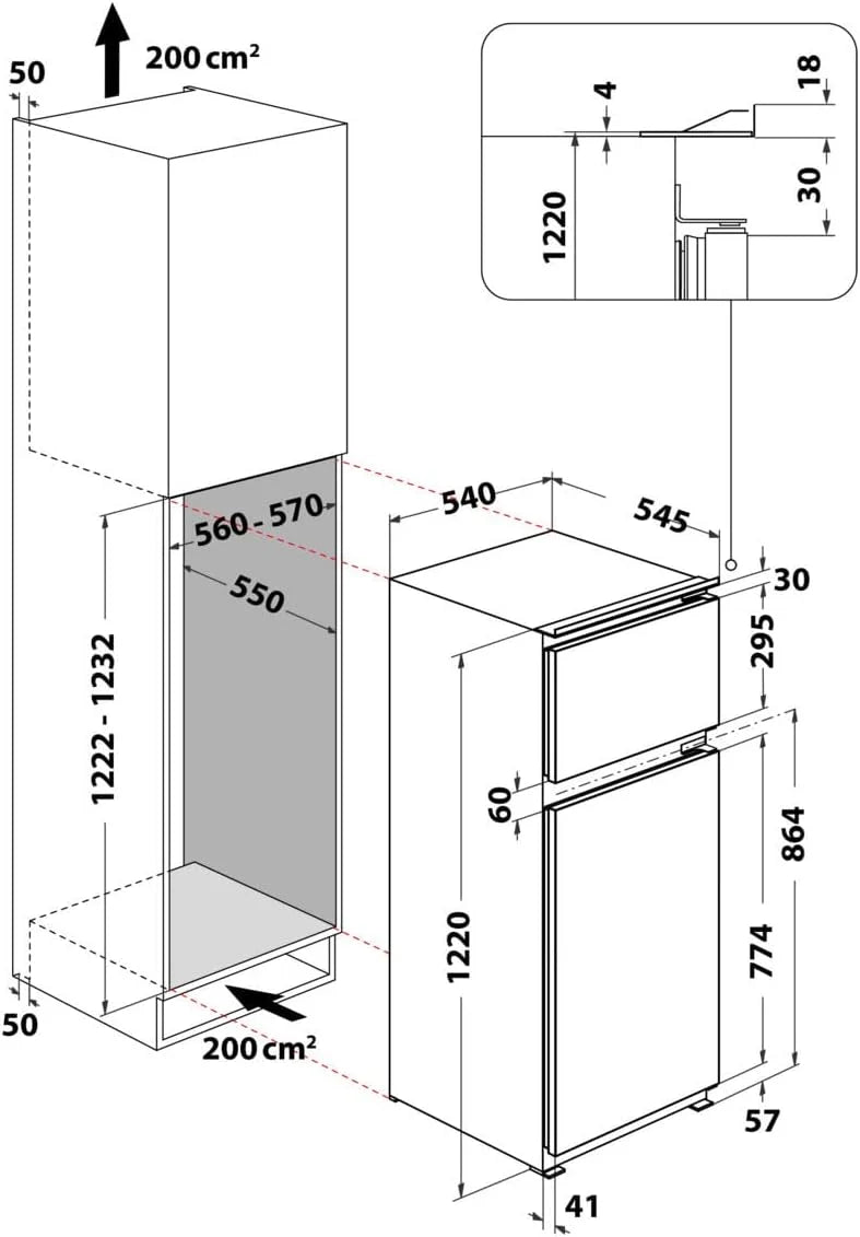 Bauknecht KDI 12S2 Einbau-Kühl-/Gefrierkombination. 173 l. elektronische Temperaturregelung. Abtauautomatik. LED-Beleuchtung. 36 dB leise.