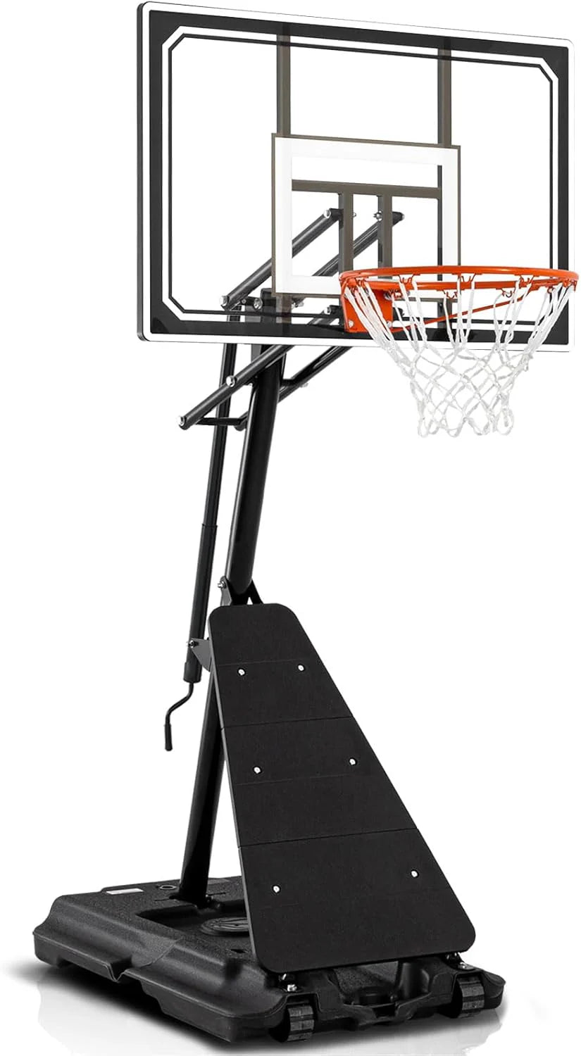 Basketball Hoop 48 Inch Backboard Portable Basketball Hoop Outdoor.5.3-10ft Stepless Regulation Crank Adjust Basketball Goal System