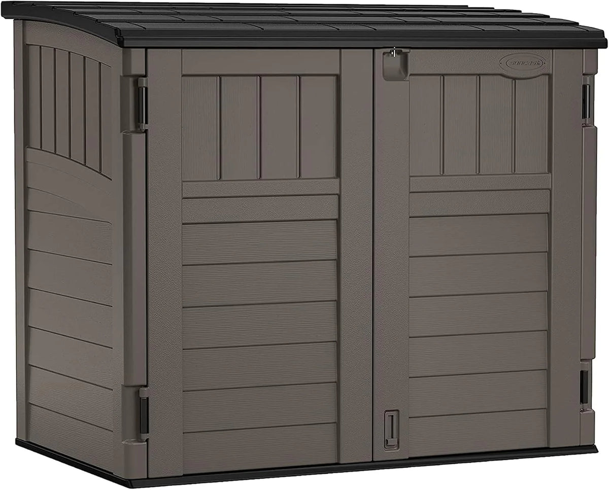 34 Cu. Ft. Horizontal Shed for Outdoor Storage w/Locking System. Stoney/Black