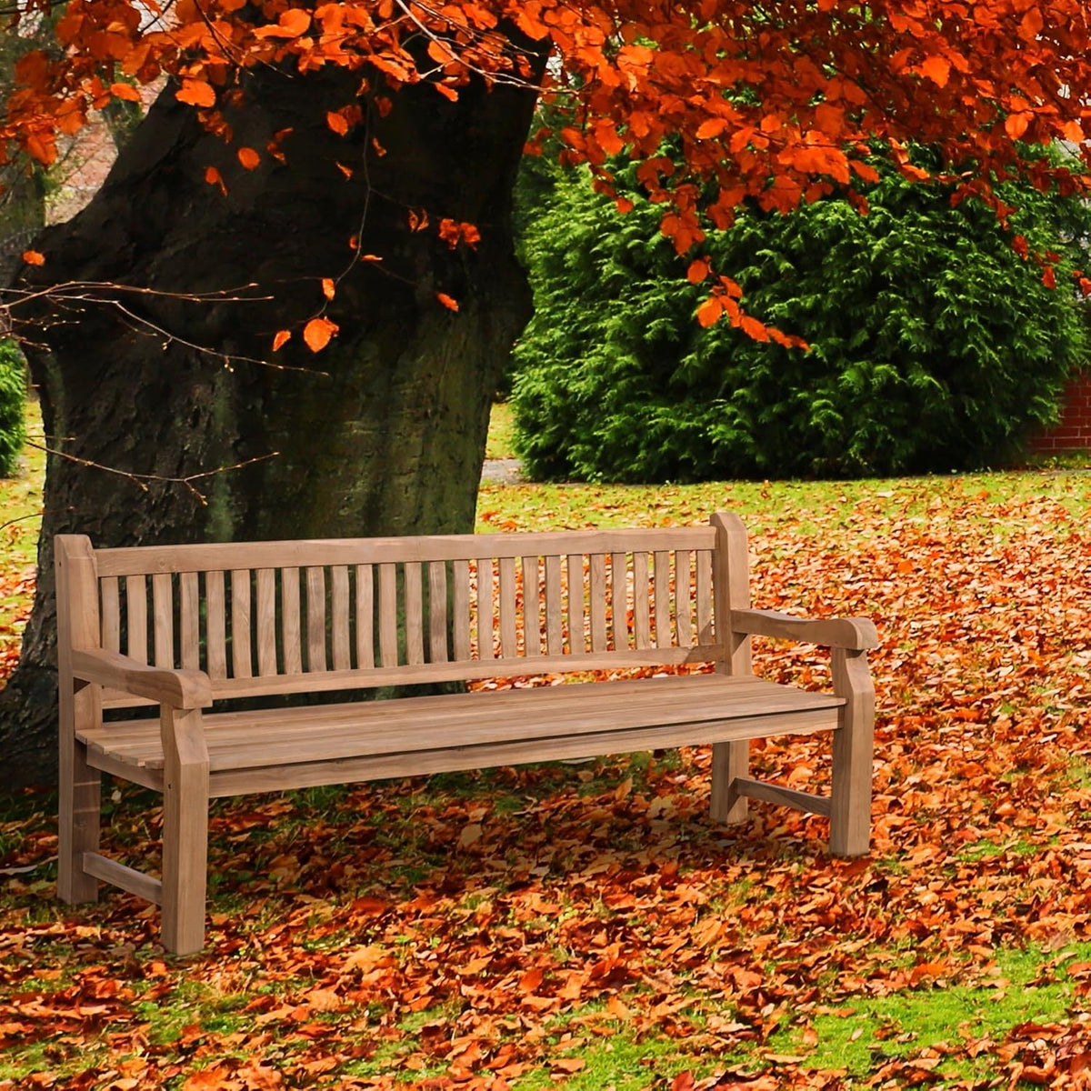CLP Teakbank Jackson V2 I Wetterfeste Holzbank mit Rückenlehne I Stabile Gartenbank aus massivem Teakholz. Farbe:Teak. Größe:220 cm