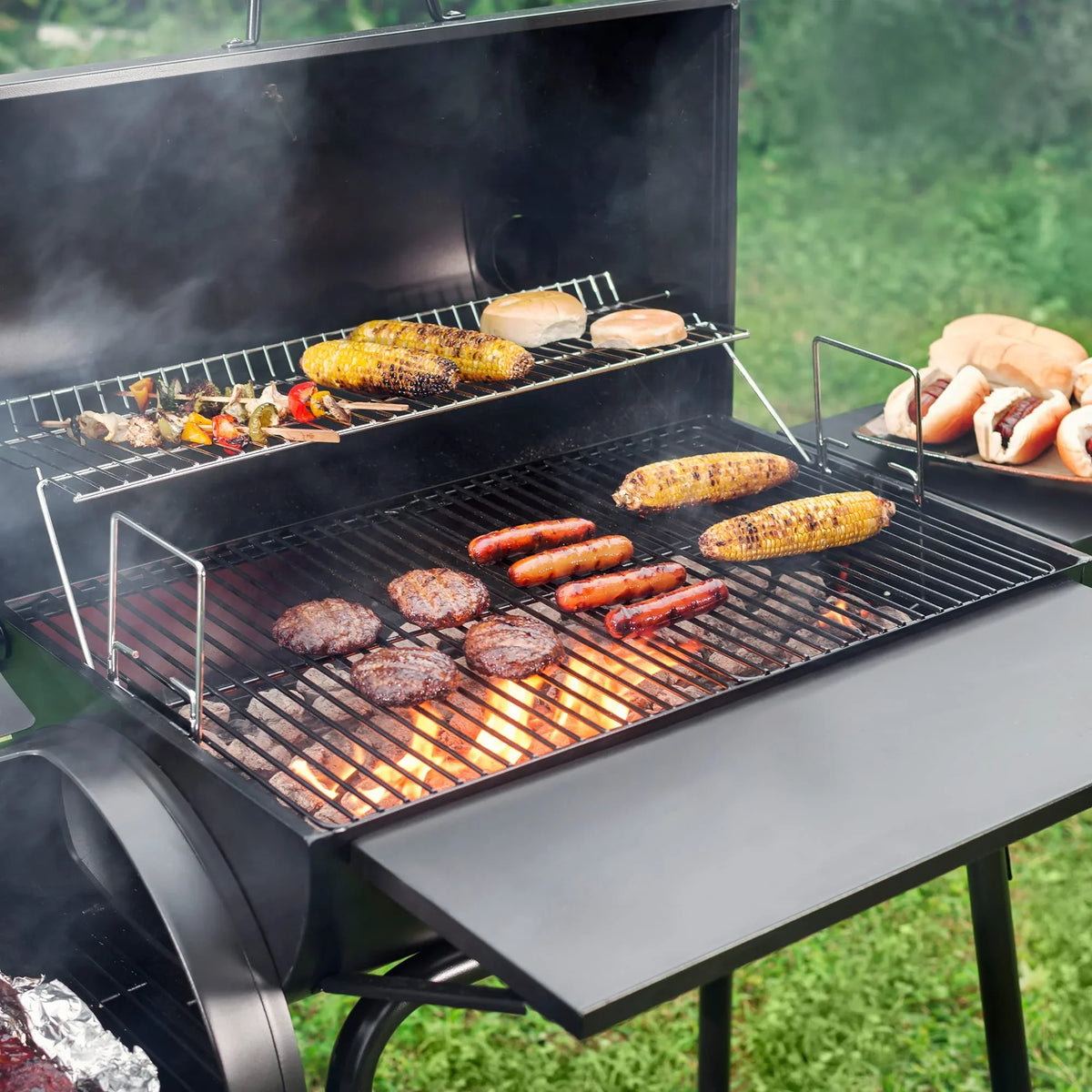 Gourmet 30 BBQ Charcoal Grill and Offset Smoker