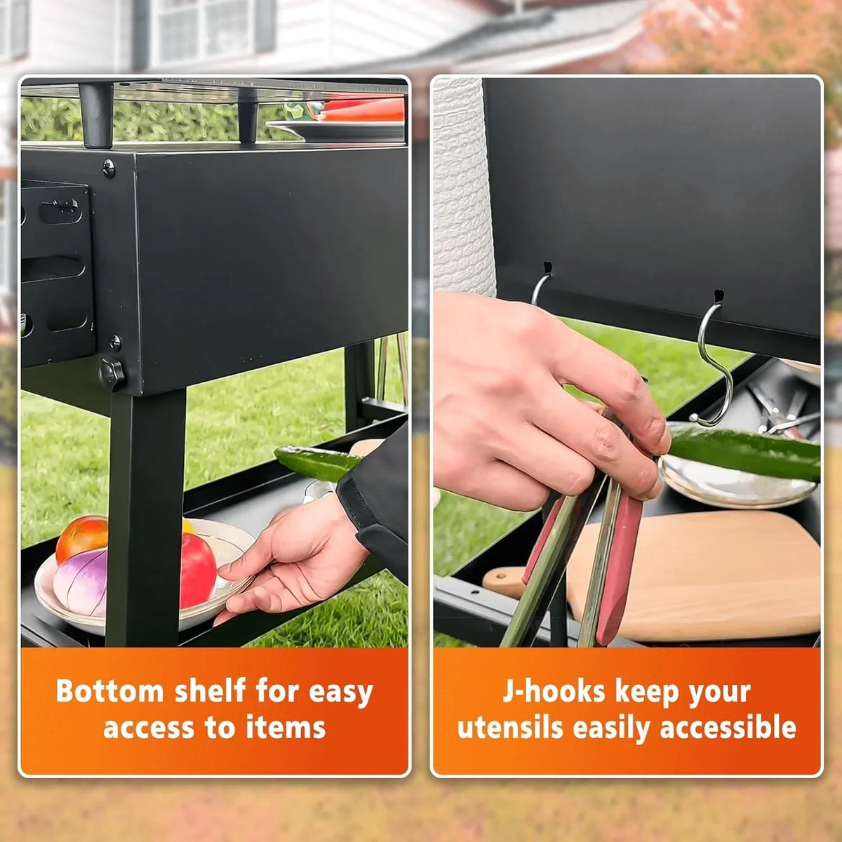 Foldable barbecue table cart. black stone portable frying pan. Weber. Onni pizza oven - Portable outdoor barbecue preparation table. equipped with a bag. very suitable for camping and tailgate events.