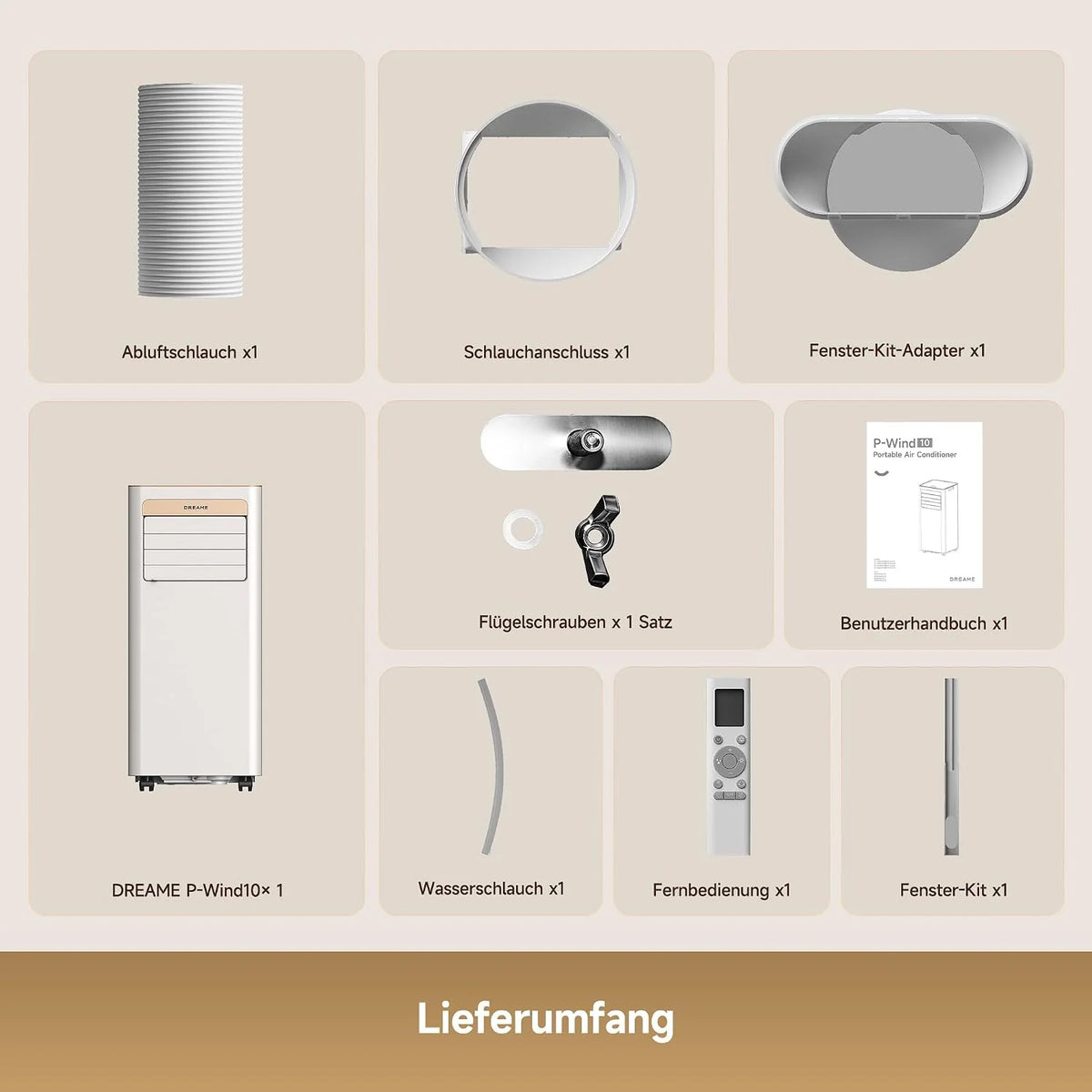 DREAME P-Wind10 7000 BTU Tragbare Klimaanlage. 3-in-1: Kühler & Entfeuchter & Ventilator. 3D Airflow. App- & Fernsteuerung. Schlafmodus.