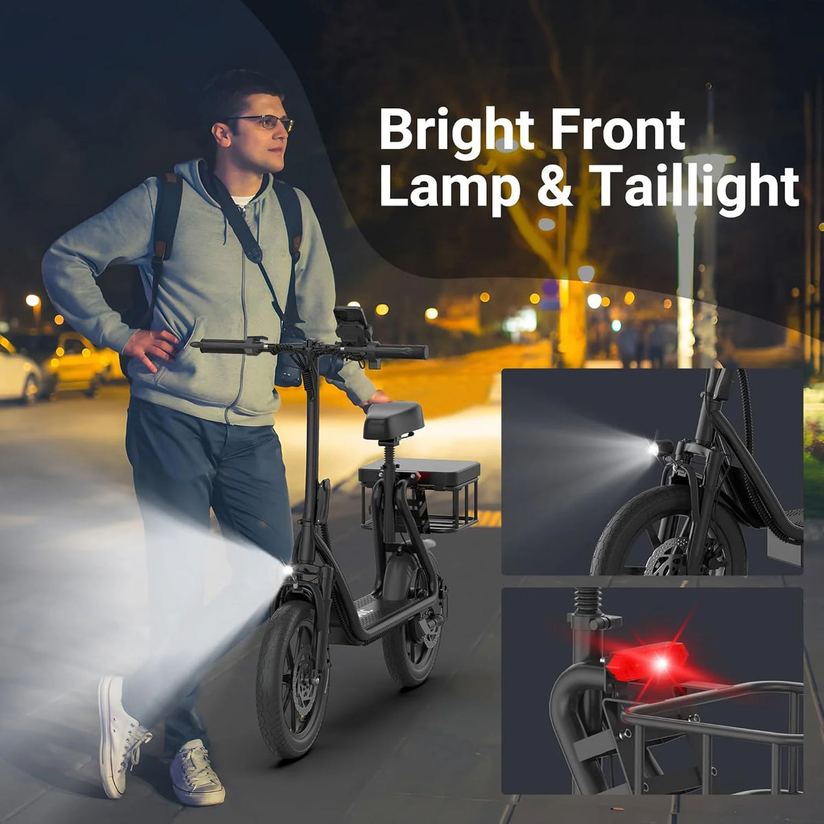 Electric Scooter Adults.Max 19/27/49 Miles Ranges.Top Speed 19/22 mph.350/750W Peak Motor. Folding E-Scooter with Dual Braking Dual Suspension