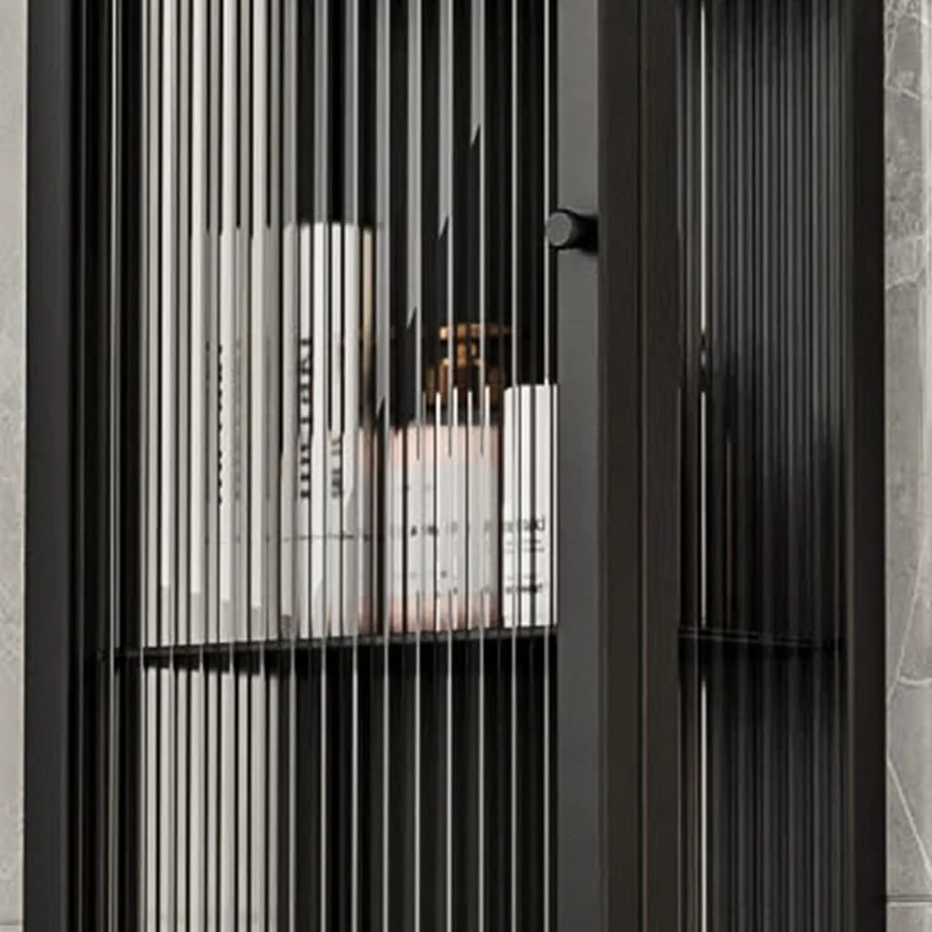 No Punching Cosmetic Locker. 4 Layer Double Door Storage Rack. Bathroom Medicine Cabinet. Toiletry Organizer Rack. Kitchen Wall Mounted Cupboard (Color : Black. Size : 40 * 15 * 60