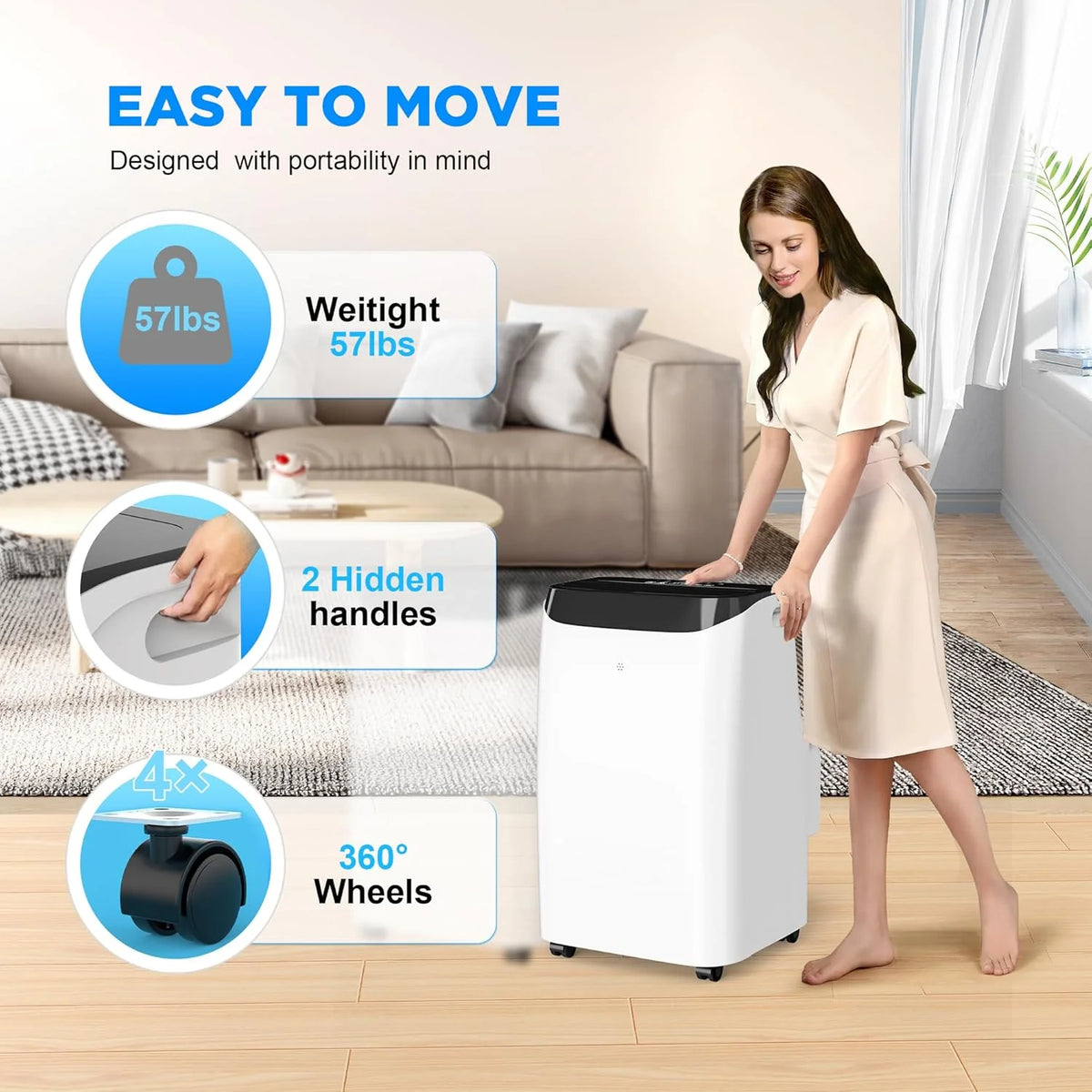 Inverter 16000BTU Portable Air Conditioners with Remote. Free Stand Cooling Portable AC Unit for Room up to 800 sq.ft. with Dehumidifier & Fan. Dual Hose. Quiet Sleep Mode(45dB). Windows Kit