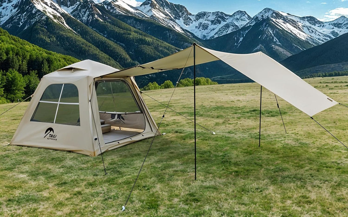 Portable inflatable camping tent. equipped with a manual pump. suitable for 3/4/6 people. easy to set up. suitable for outdoor activities. This inflatable outdoor waterproof Oxford canvas tent is suitable for family camping and is suitable for adults