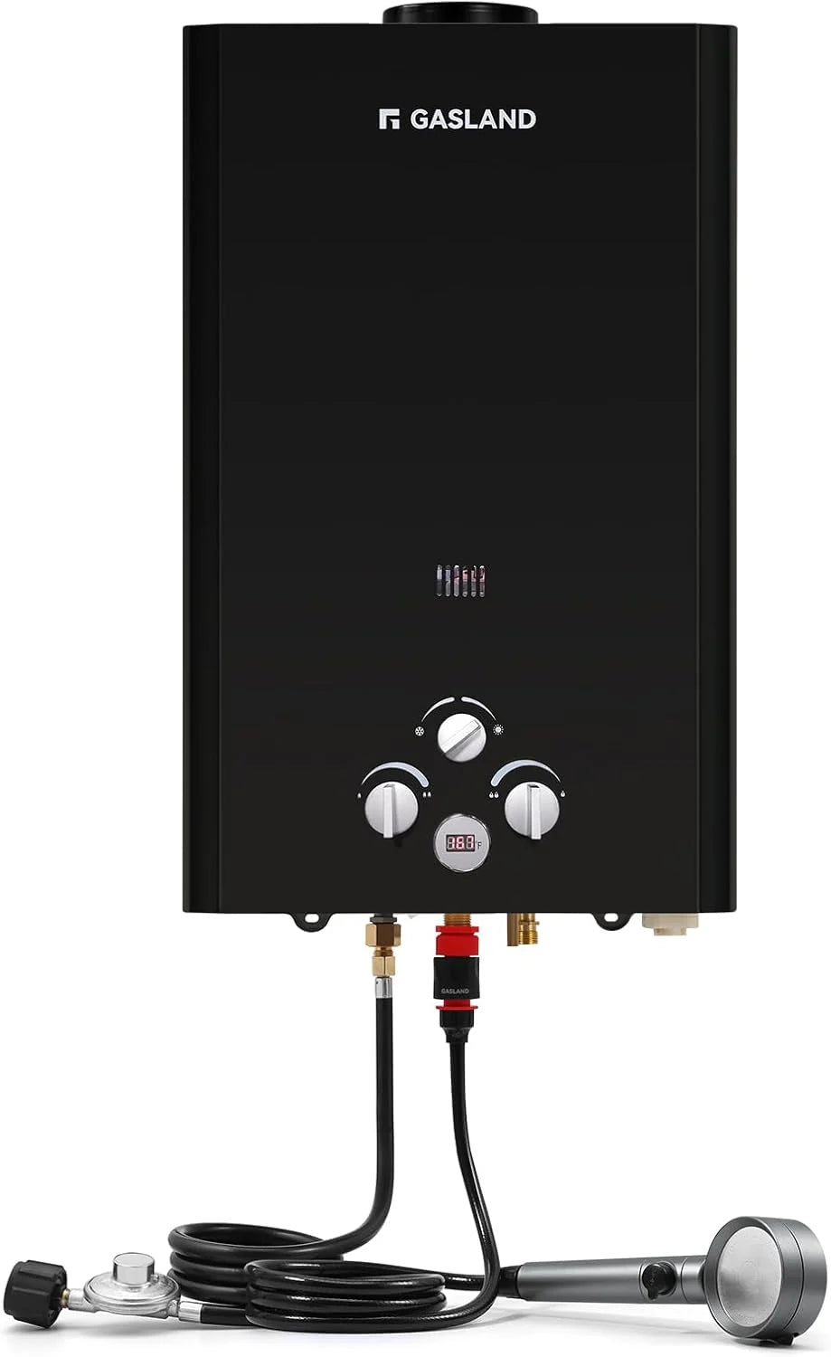 Gallons/minute Propane Instantaneous Heater (Outdoor Type) 10 liters - Portable camping heater with overheat protection feature. easy to install - Suitable for RVs. cabins. barns. camping. boats (black)