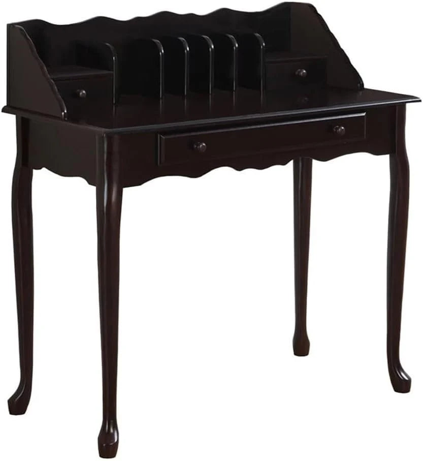 Traditional office desk. made of solid wood. dark cherry wood color. 36 inches in length